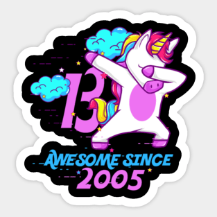 Dabbing Unicorn - Awesome since 2005 Sticker